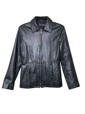 Bedoya & Sly Black Leather Moto Jacket Sz S Full Zip Fitted Classic Minimalist